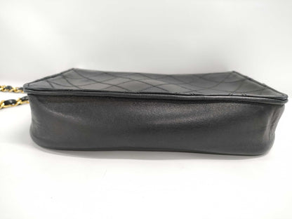 CHANEL Chain Shoulder Bag, Matelasse, Bicolor, Lambskin, Coco Mark, Turn Lock, Black, GD Hardware