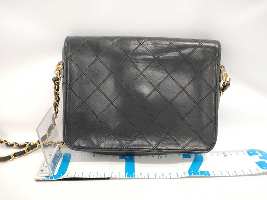 CHANEL Chain Shoulder Bag, Matelasse, Bicolor, Lambskin, Coco Mark, Turn Lock, Black, GD Hardware