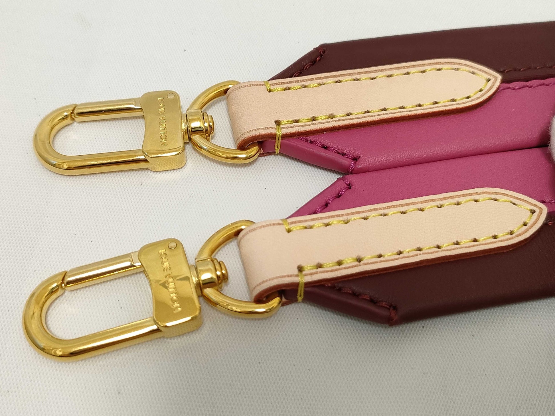 LOUIS VUITTON Signature Strap, Brown/Pink, Signature Canvas with Gold Hardware