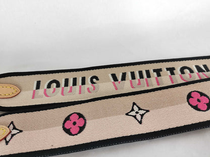 LOUIS VUITTON Signature Strap, Beige/Black/Pink, Signature Canvas with Gold Hardware