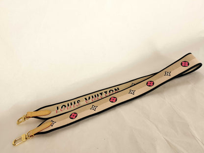 LOUIS VUITTON Signature Strap, Beige/Black/Pink, Signature Canvas with Gold Hardware