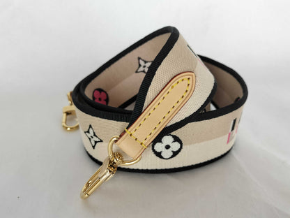 LOUIS VUITTON Signature Strap, Beige/Black/Pink, Signature Canvas with Gold Hardware