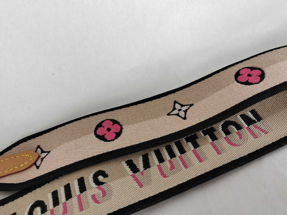 LOUIS VUITTON Signature Strap, Beige/Black/Pink, Signature Canvas with Gold Hardware