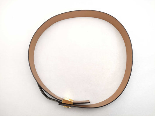 HERMES Serie Leather Belt, □B Stamp, Black x Brown