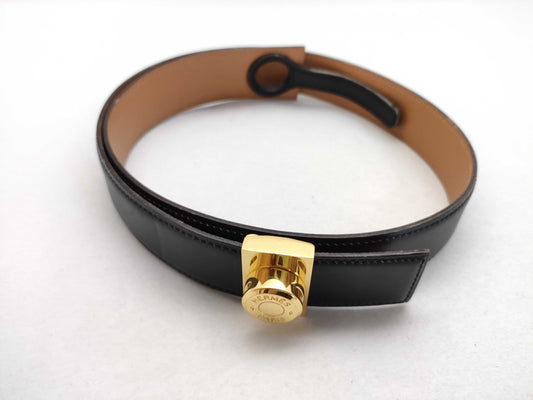 HERMES Serie Leather Belt, □B Stamp, Black x Brown