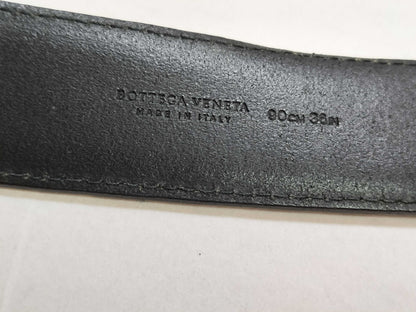 BOTTEGA VENETA Intrecciato Leather Belt in Black