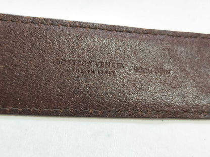 BOTTEGA VENETA Intrecciato Leather Belt, Brown