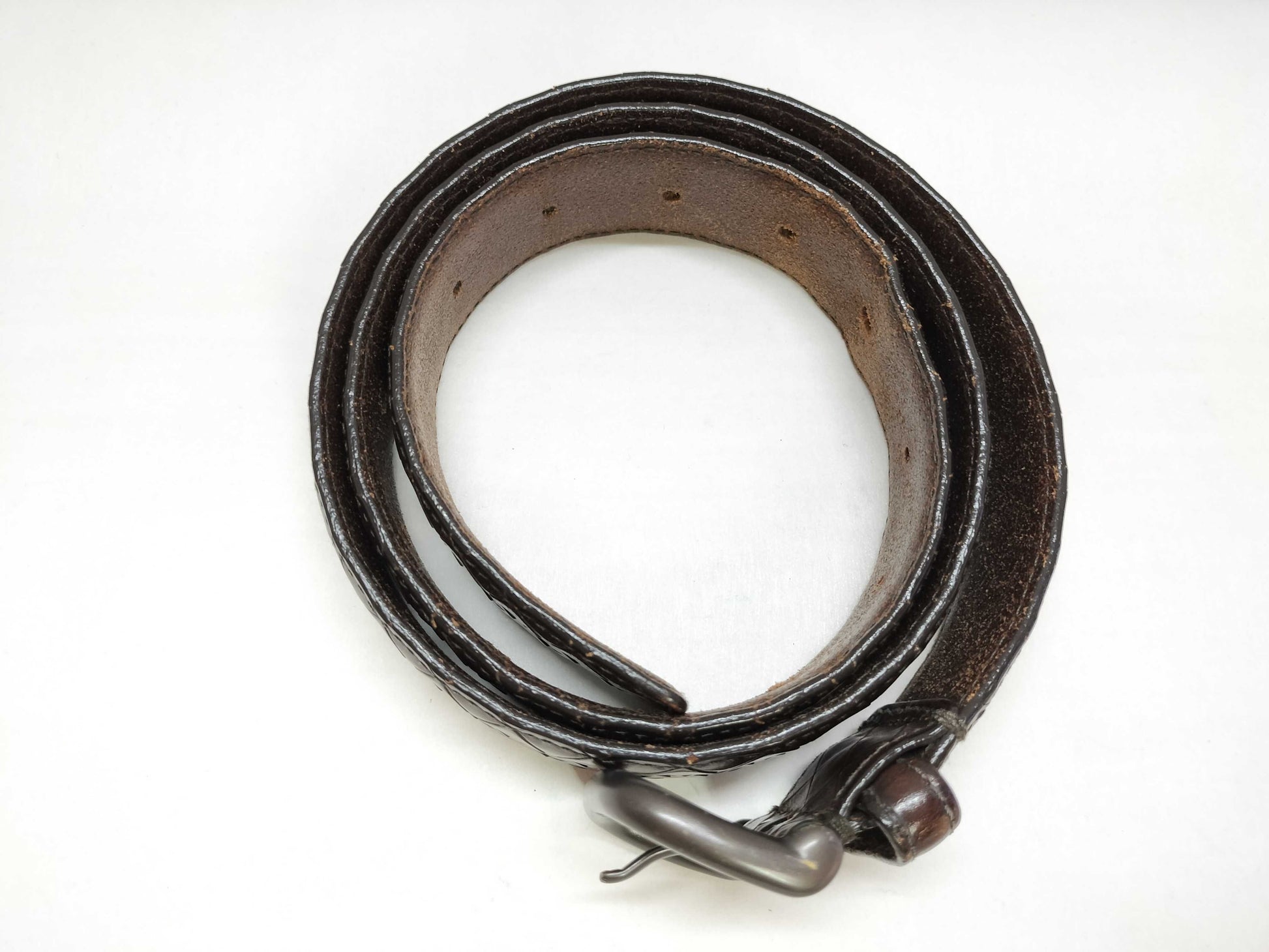 BOTTEGA VENETA Intrecciato Leather Belt, Brown