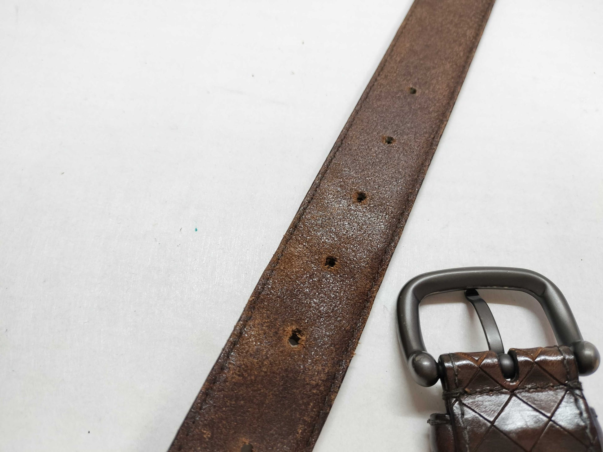BOTTEGA VENETA Intrecciato Leather Belt, Brown