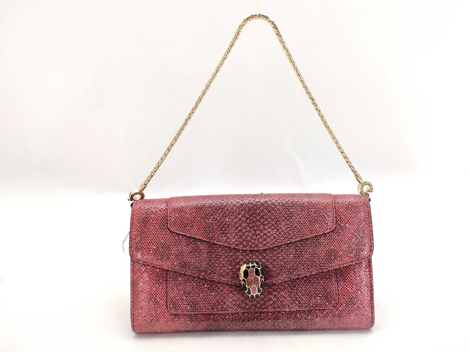 BVLGARI Serpenti Python Chain Wallet EL・N18・287232 Pink Wallet