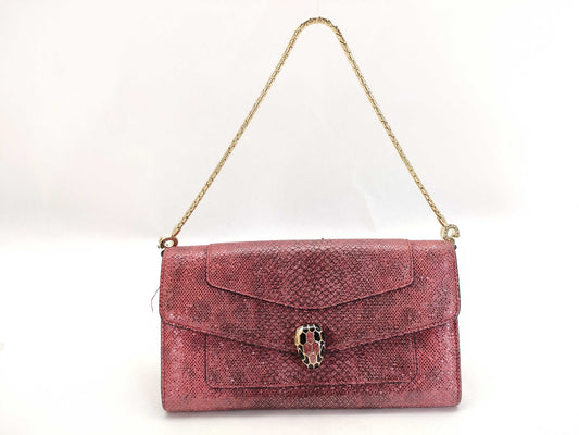 BVLGARI Serpenti Python Chain Wallet EL・N18・287232 Pink Wallet