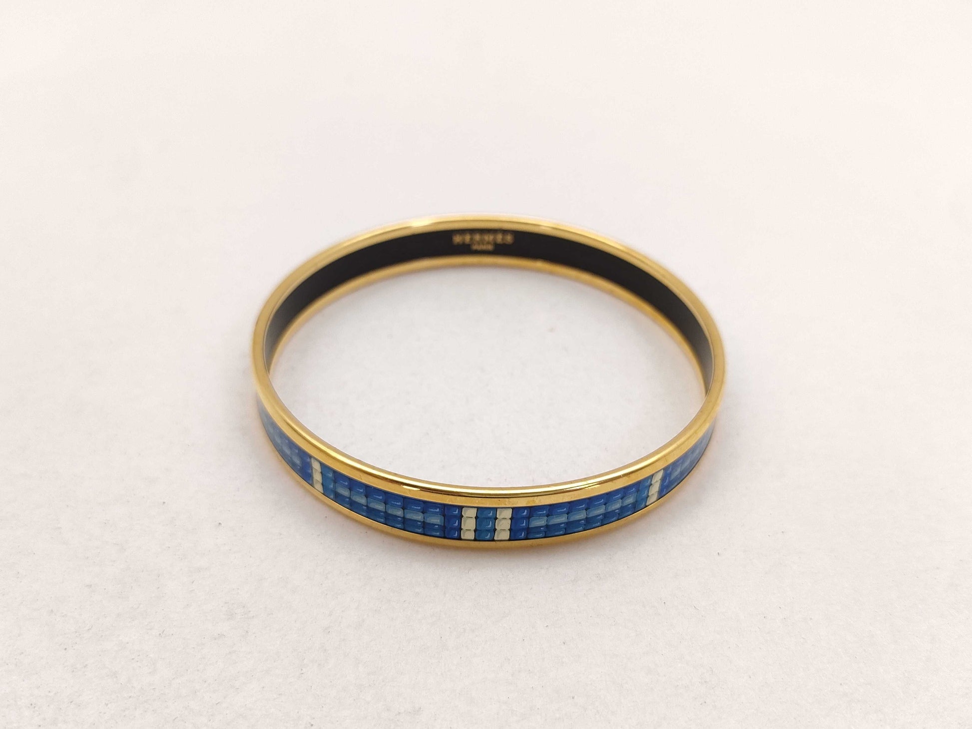 HERMES Hermes Emaille GP Bangle Gold x Blue Bracelet/Bangle