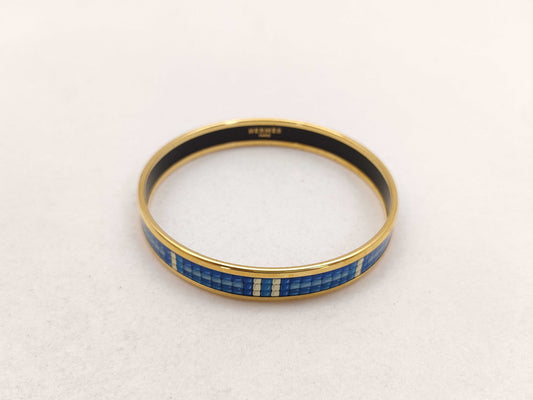 HERMES Hermes Emaille GP Bangle Gold x Blue Bracelet/Bangle