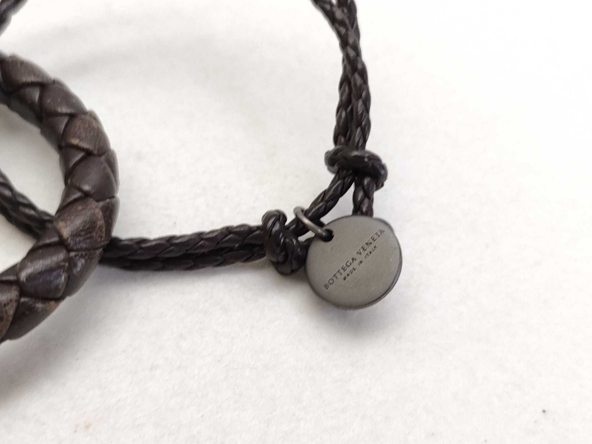 BOTTEGA VENETA Intrecciato Leather and SV925 Bracelet in Dark Brown