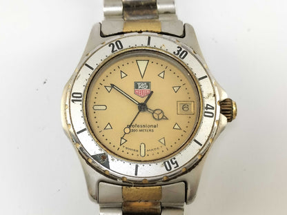 TAG Heuer Professional 974.013F E25104 Stainless Steel/GP/QZ Yellow Dial Men's Watch 