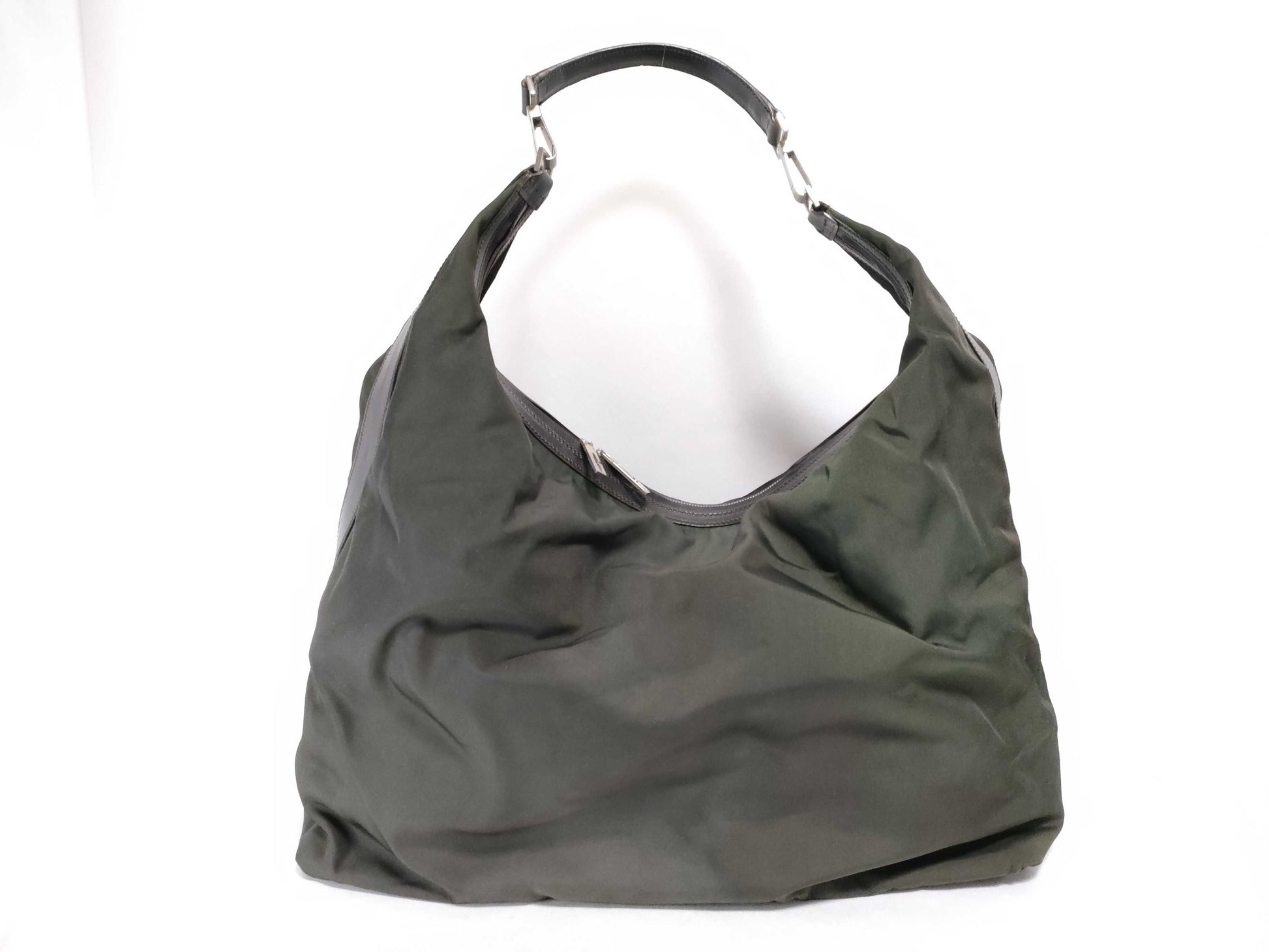 GUCCI Nylon Canvas Shoulder Bag Khaki