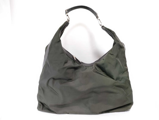 GUCCI Nylon Canvas Shoulder Bag Khaki