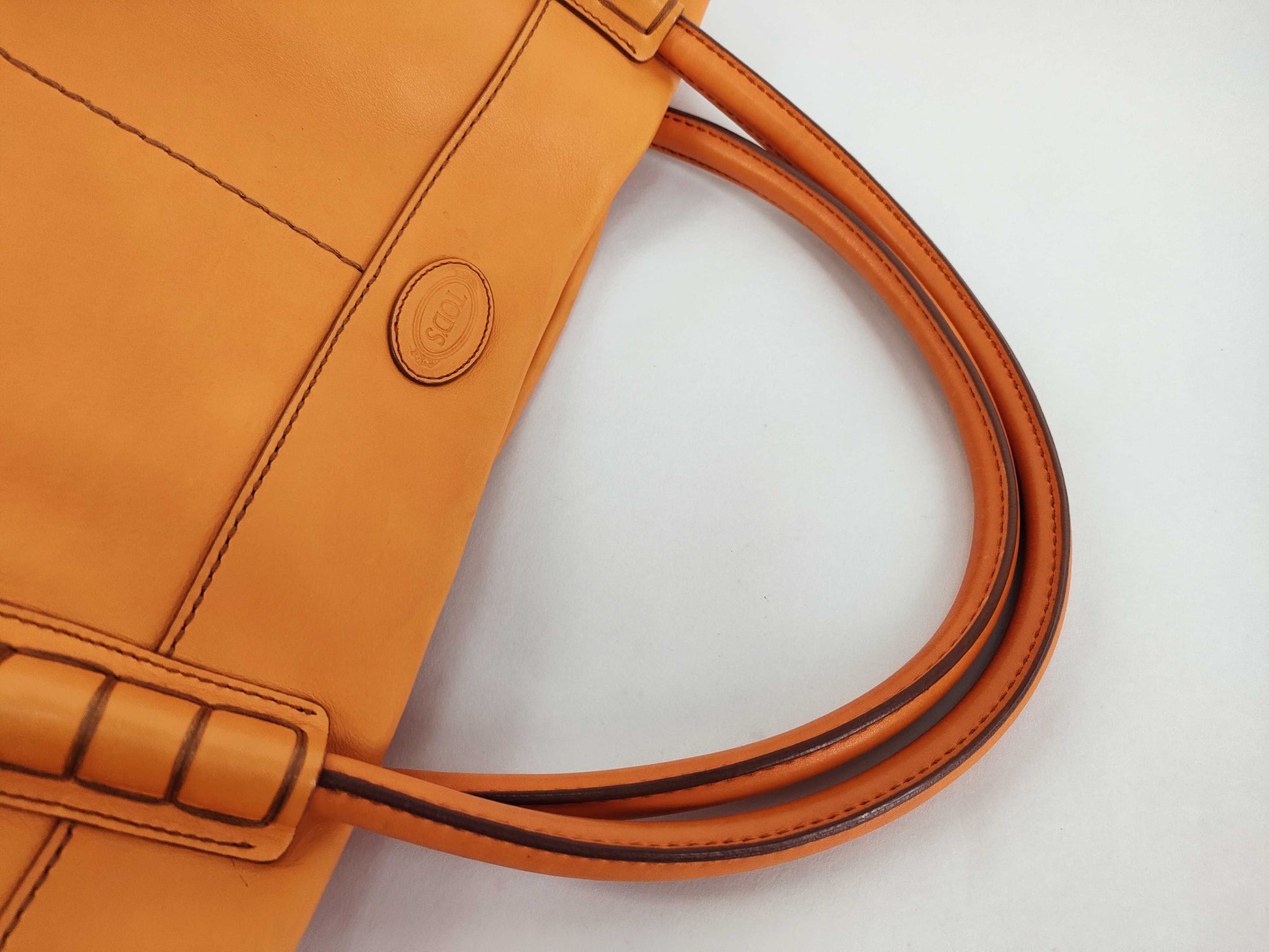 TODS Leather Tote Bag Orange Tote Bag