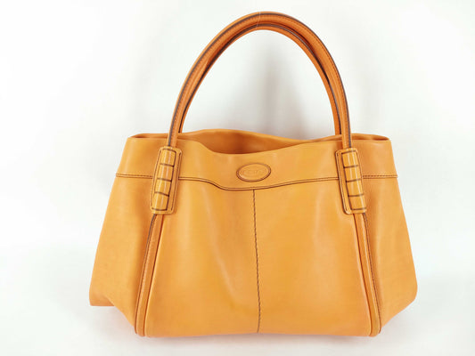 TODS Leather Tote Bag Orange Tote Bag