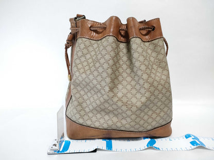 CELINE Macadam PVC Drawstring Shoulder Bag, Brown