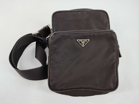 PRADA Nylon Prada Triangle Logo Tessuto Shoulder Bag Black Shoulder Bag