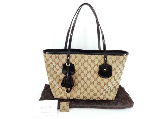 GUCCI GG Canvas Tote Bag 211976 212792 Brown