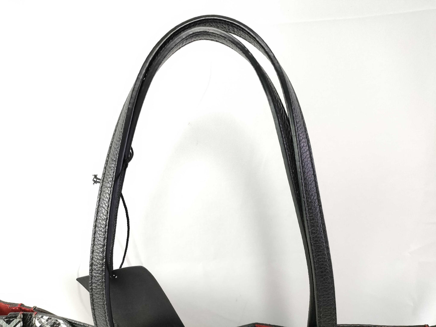 FURLA Furla Leather Tote Bag Black x White x Red Tote Bag