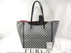 FURLA Furla Leather Tote Bag Black x White x Red Tote Bag