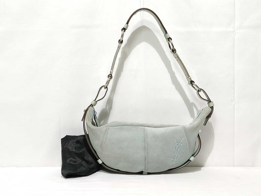 Yves Saint Laurent Suede and Leather Shoulder Bag 467891/120768 Baby Blue Shoulder Bag