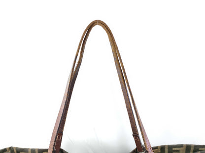 FENDI Zucca nylon canvas and leather tote bag 83158781992 Brown and khaki