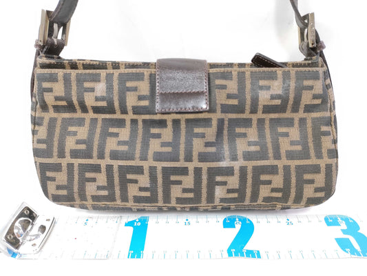 FENDI Zucca Canvas and Leather One-Shoulder Bag 2348 26722-009 Brown and Khaki Shoulder Bag