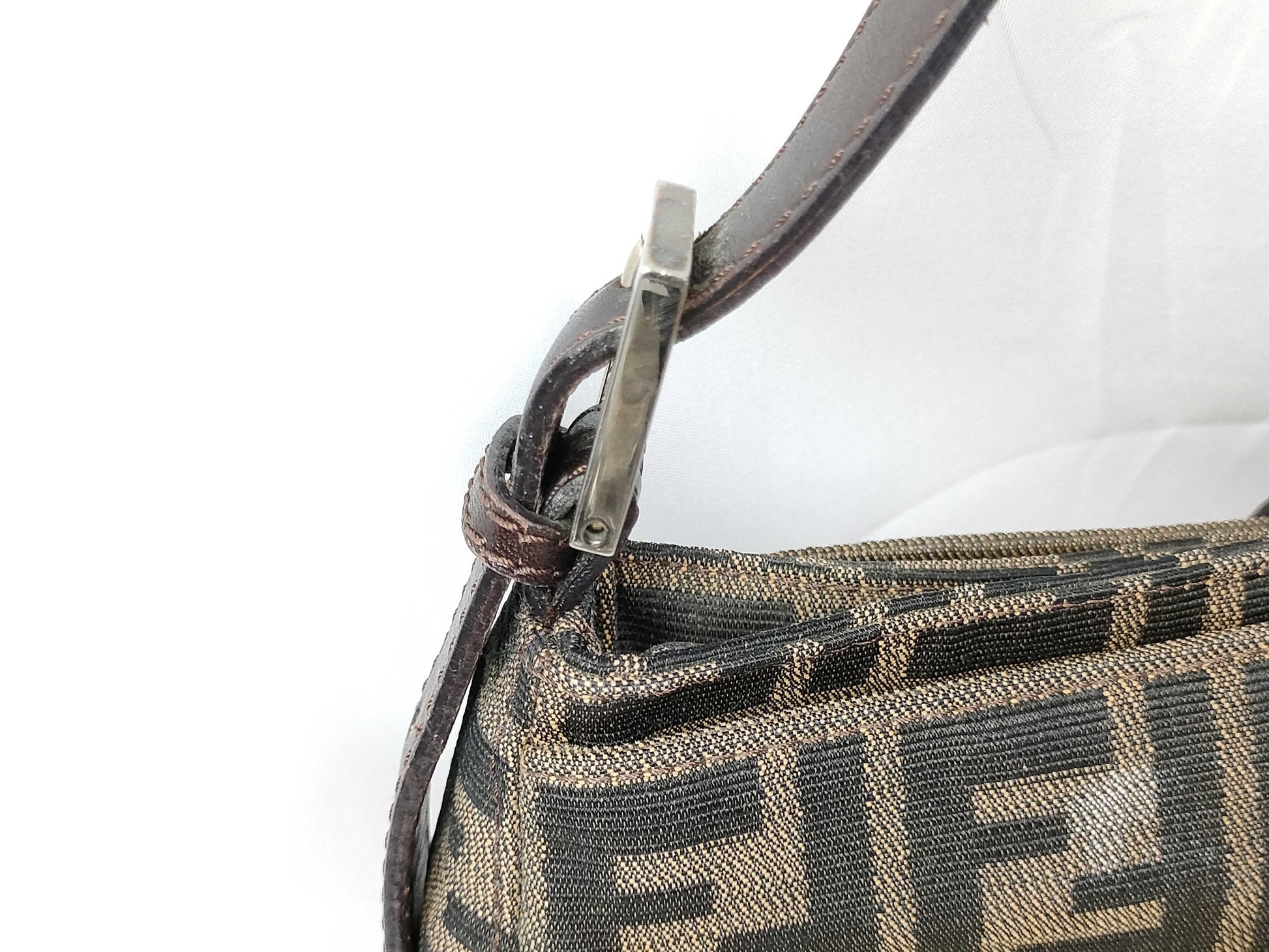 FENDI Zucca Canvas and Leather One-Shoulder Bag 2348 26722-009 Brown and Khaki Shoulder Bag