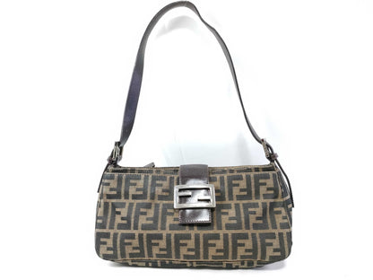 FENDI Zucca Canvas and Leather One-Shoulder Bag 2348 26722-009 Brown and Khaki Shoulder Bag