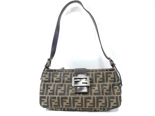 FENDI Zucca Canvas and Leather One-Shoulder Bag 2348 26722-009 Brown and Khaki Shoulder Bag