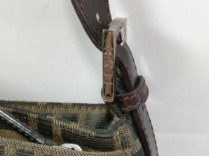 FENDI Zucca Canvas and Leather One-Shoulder Bag 2348 26722-009 Brown and Khaki Shoulder Bag
