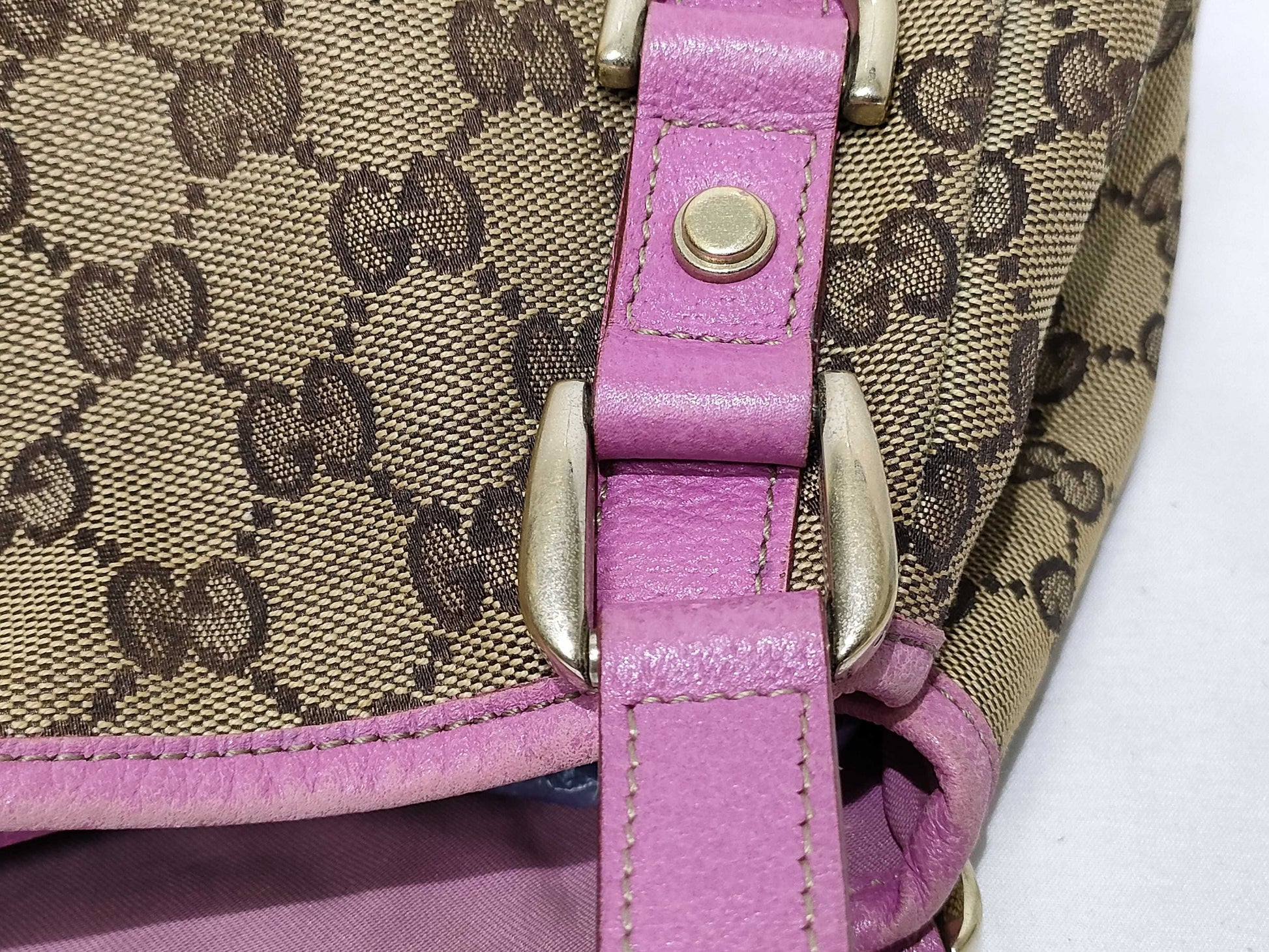 GUCCI GG Canvas Tote Bag 130736 002122 Brown x Pink