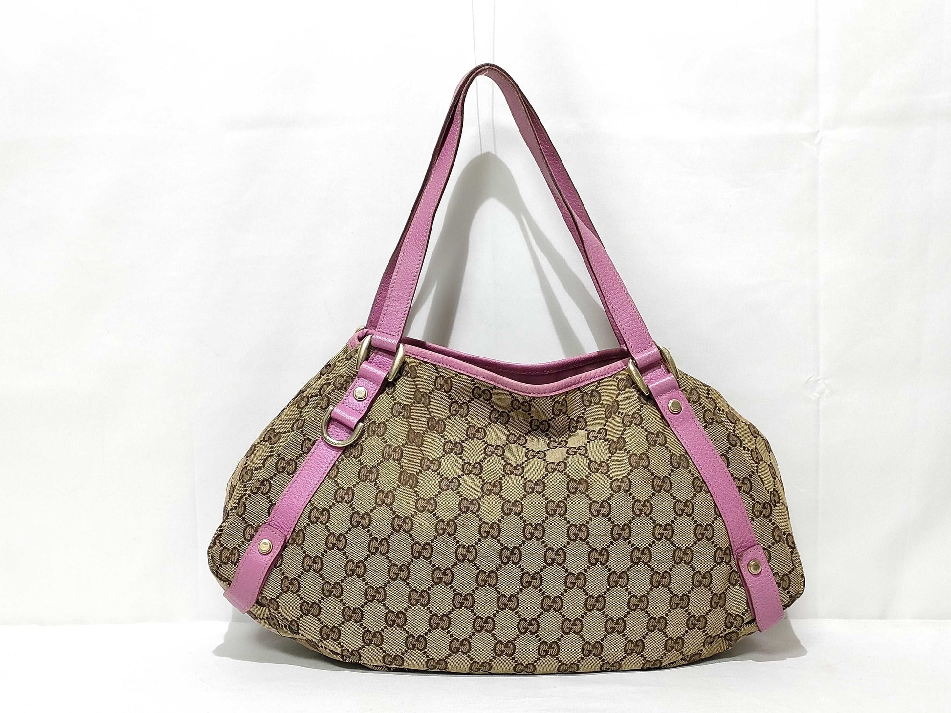 GUCCI GG Canvas Tote Bag 130736 002122 Brown x Pink