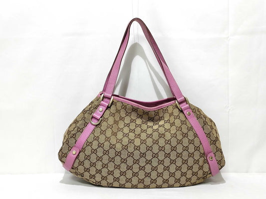 GUCCI GG Canvas Tote Bag 130736 002122 Brown x Pink
