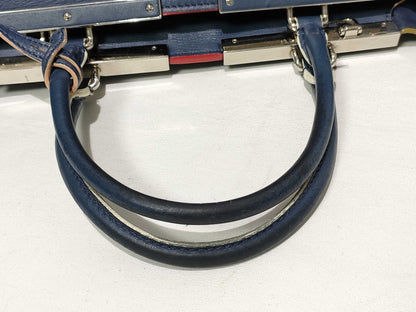 FENDI Trois Jours Leather Handbag 8BH279-81D 178-3262 Navy Handbag