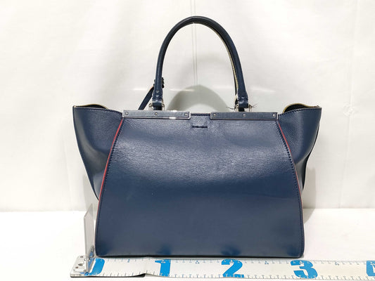 FENDI Trois Jours Leather Handbag 8BH279-81D 178-3262 Navy Handbag