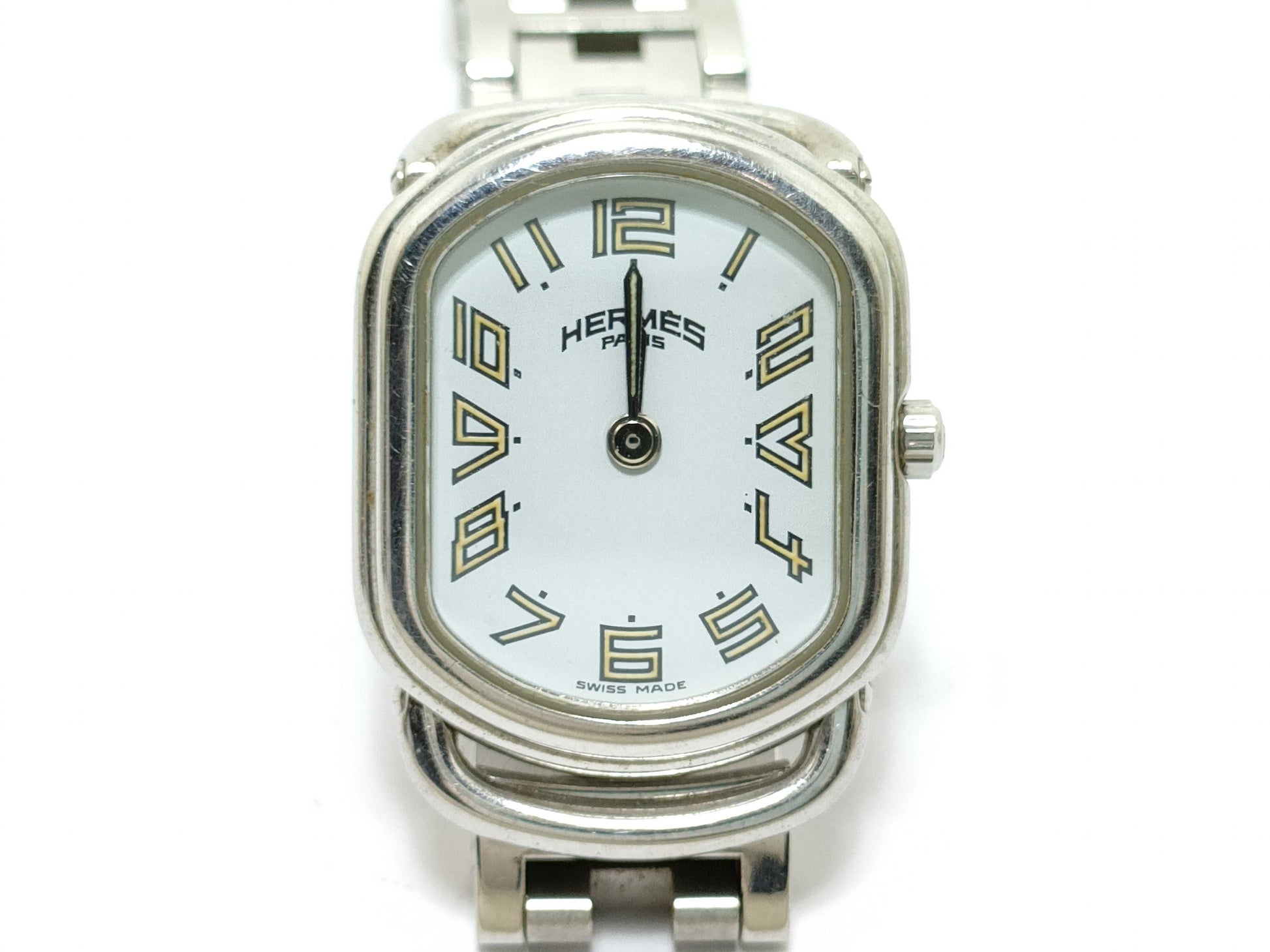 HERMES Rallye RA1.210 1172262 SS/QZ White Dial Non-Working/No Operational Guarantee Women's Watch