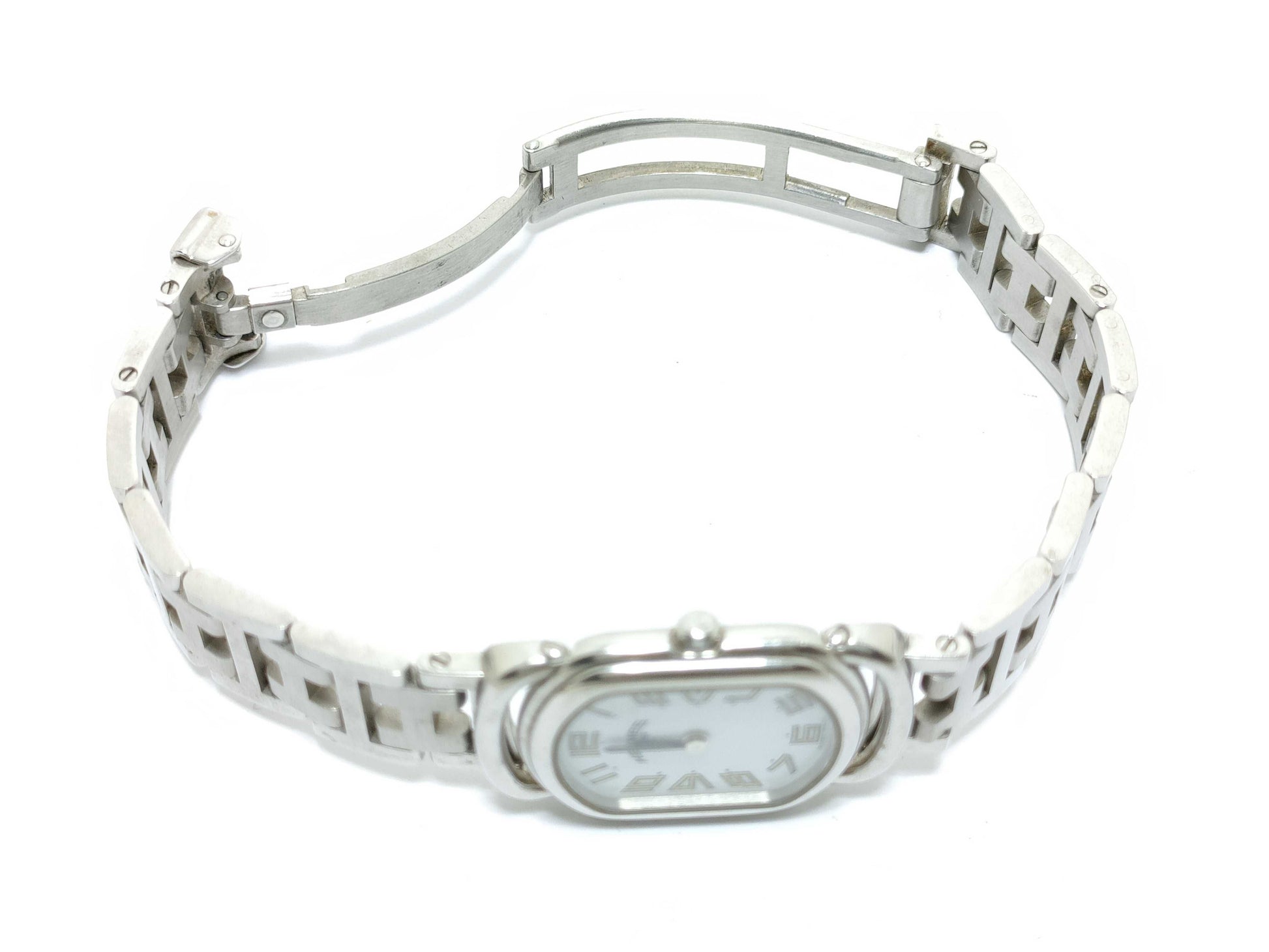 HERMES Rallye RA1.210 1172262 SS/QZ White Dial Non-Working/No Operational Guarantee Women's Watch