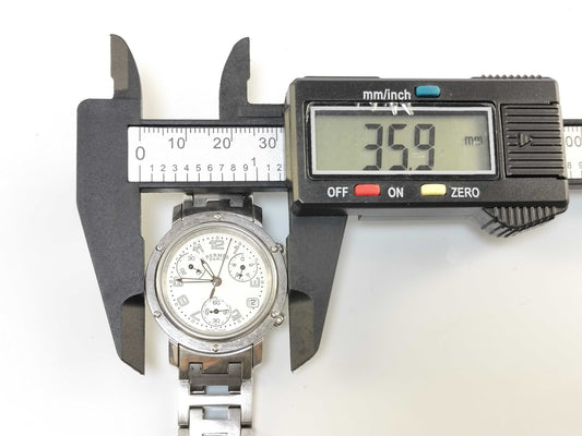HERMES Clipper Chronograph CL1.310 2440093 Stainless Steel/Quick-Duty White Dial Women's Watch 