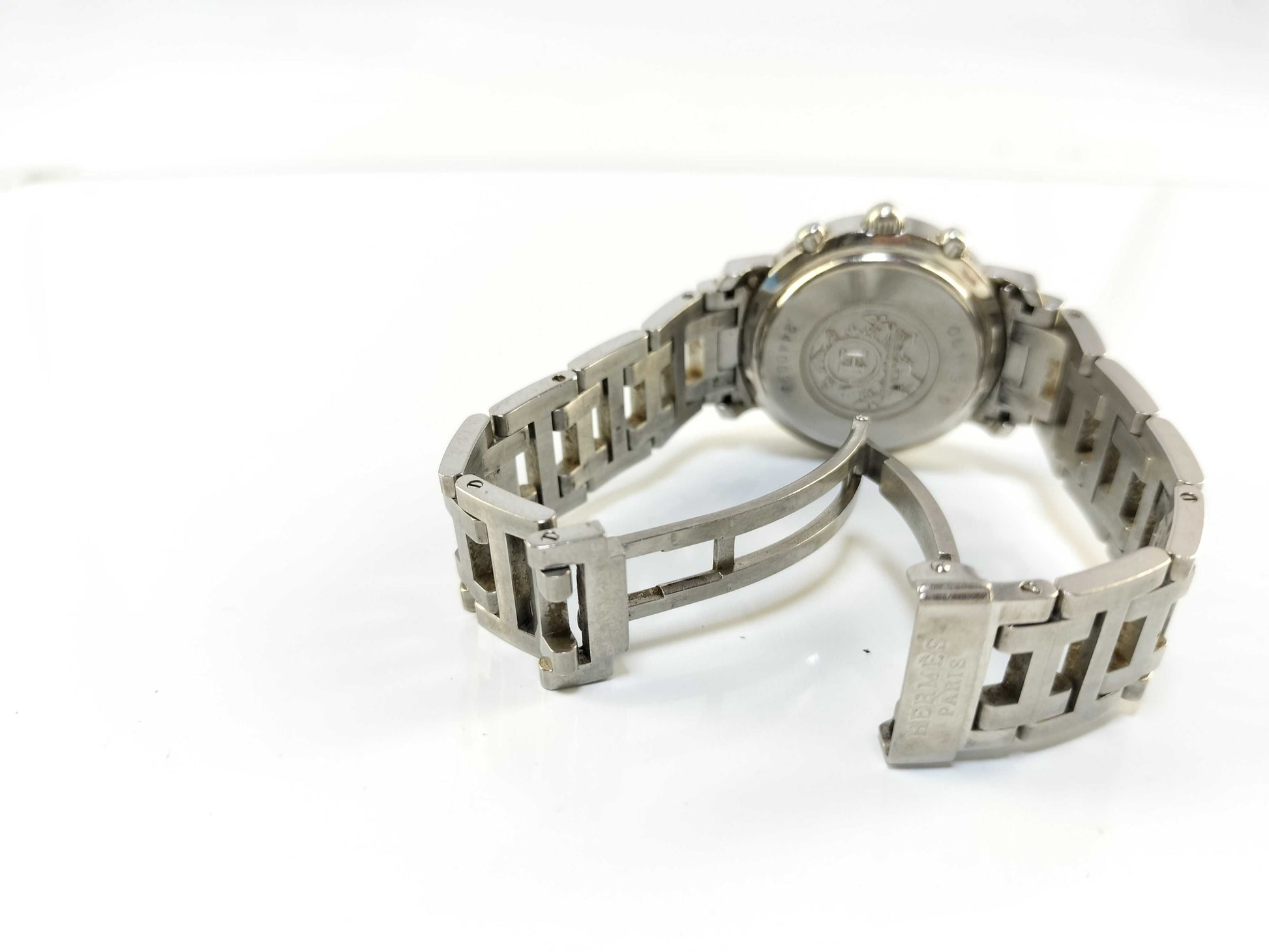 HERMES Clipper Chronograph CL1.310 2440093 Stainless Steel/Quick-Duty White Dial Women's Watch 