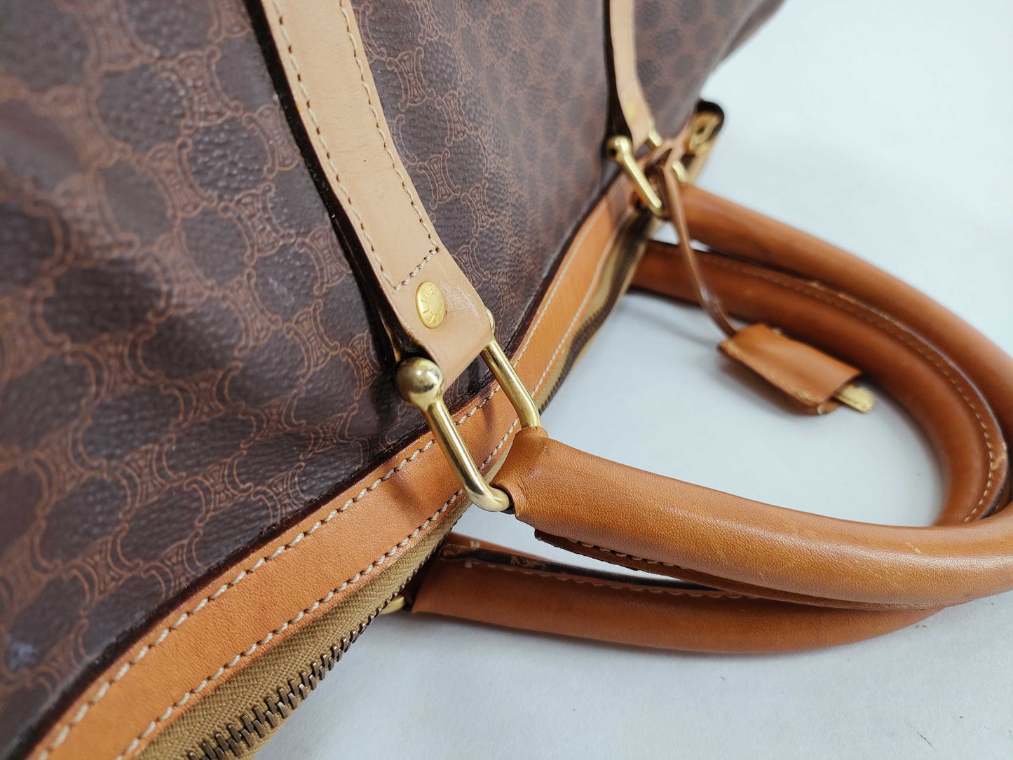 CELINE Macadam PVC and Leather Boston Bag M13 Brown