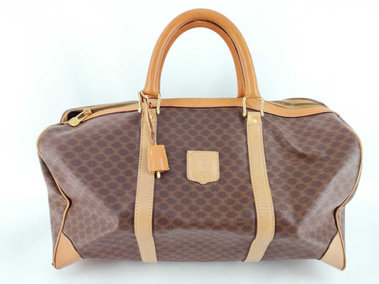 CELINE Macadam PVC and Leather Boston Bag M13 Brown