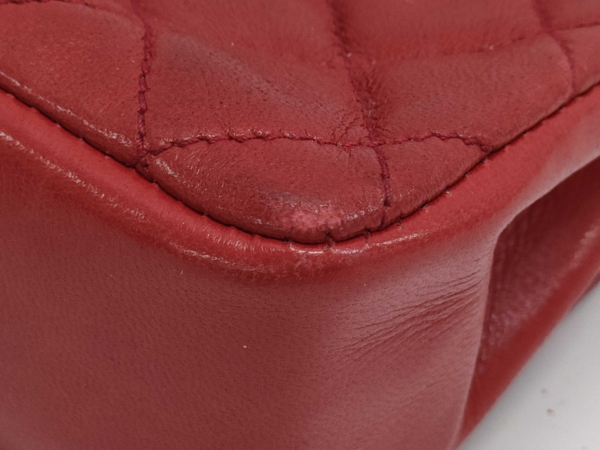 CHANEL Coco Mark Matelasse Lambskin Chain Shoulder Bag, Red, Serial Number Unknown