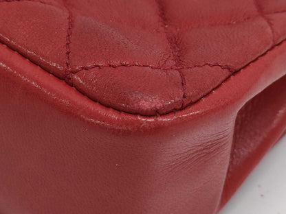 CHANEL Coco Mark Matelasse Lambskin Chain Shoulder Bag, Red, Serial Number Unknown