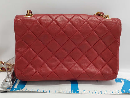 CHANEL Coco Mark Matelasse Lambskin Chain Shoulder Bag, Red, Serial Number Unknown