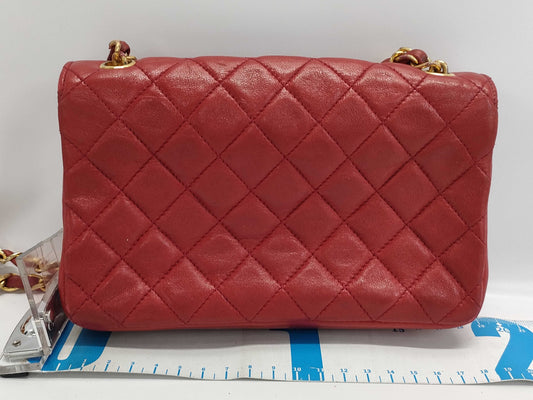 CHANEL Coco Mark Matelasse Lambskin Chain Shoulder Bag, Red, Serial Number Unknown